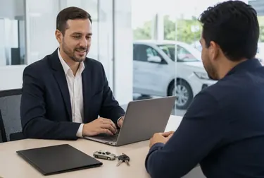 Profissional ajudando no processo de licenciamento de veículo.